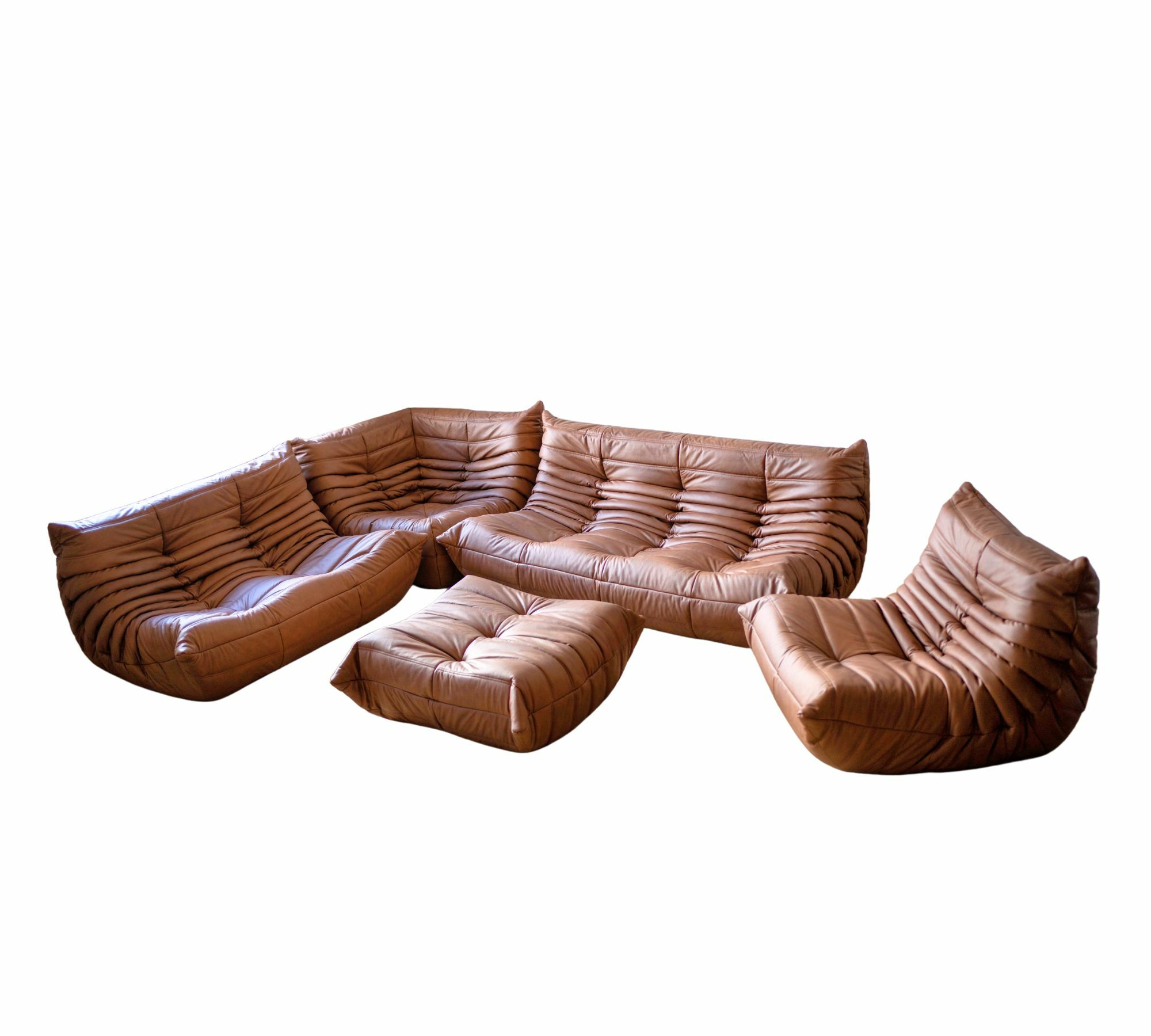 Togo Lounge Set 5-piece. Smooth Leather Folk Brown 0