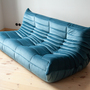 Togo Sofa 3-seater velvet sea blue 1