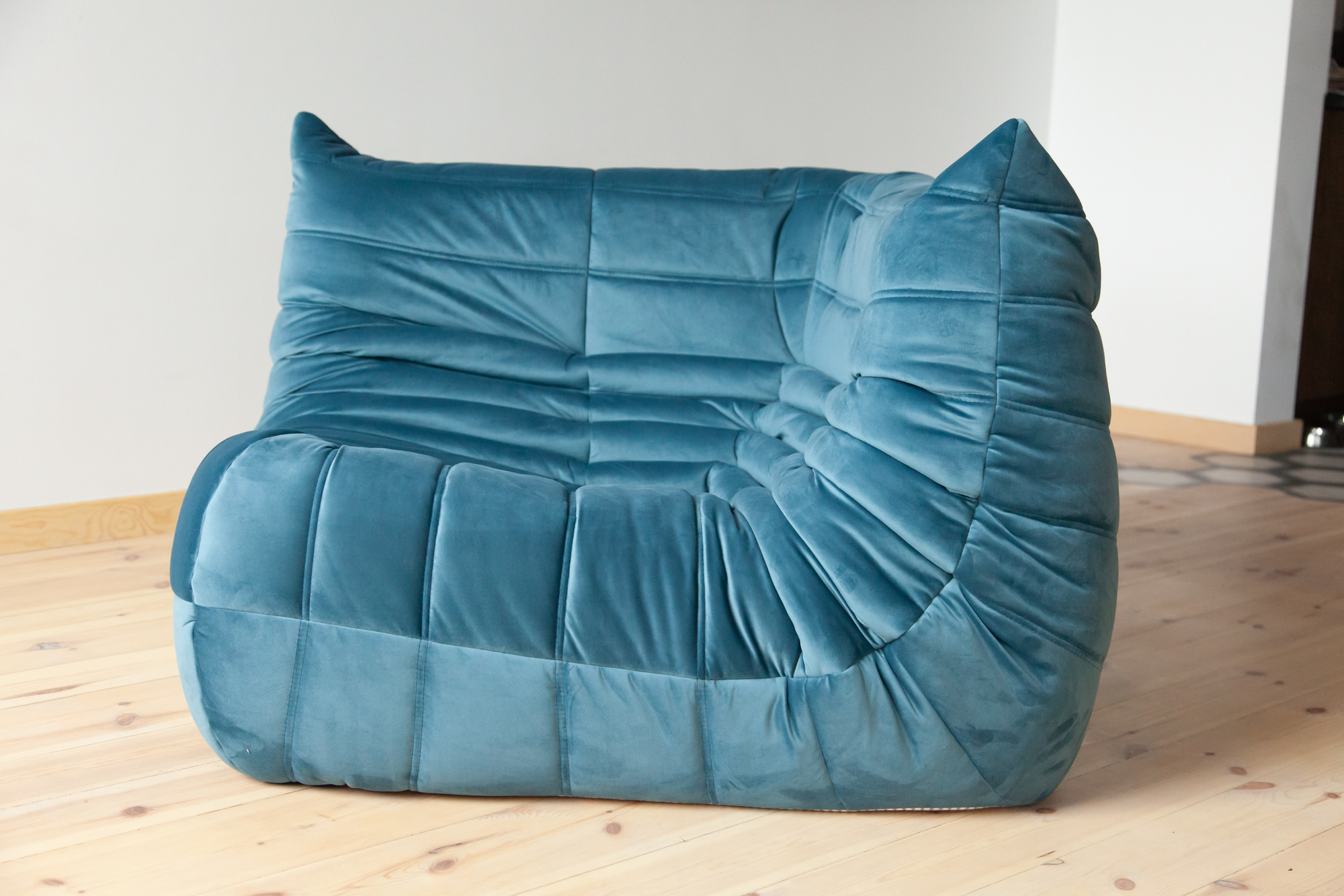 Togo Corner Sofa Velvet Sea Blue 1