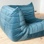 Togo Divano angolare in velluto blu mare 5