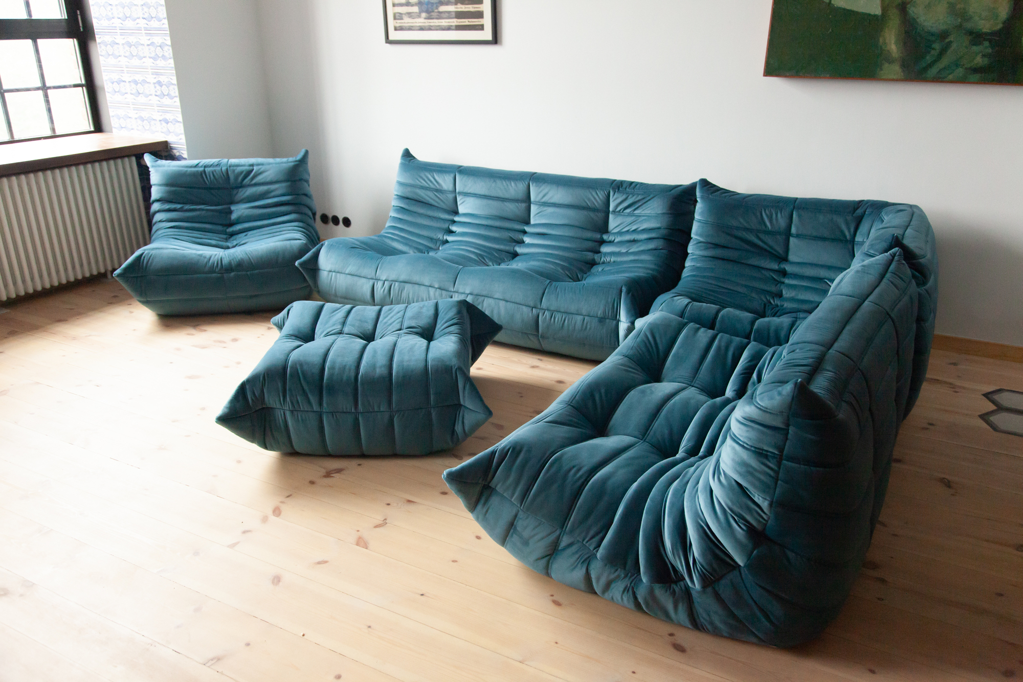 Togo Lounge Set 5-pc. Velvet Sea Blue 9