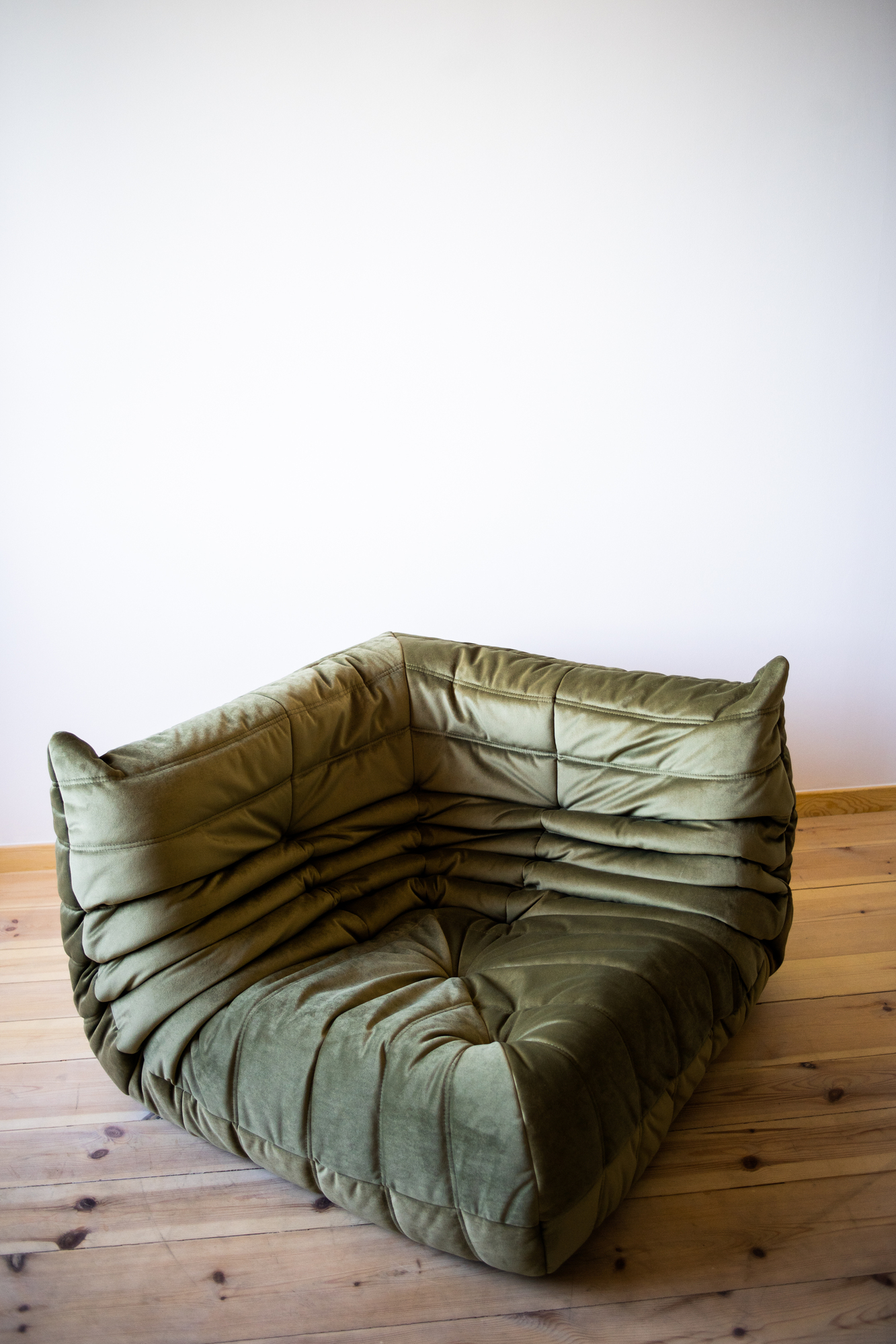 Togo Corner Sofa Velvet Khaki Green 1
