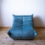 Togo Armchair and Ottoman Set Velvet Azure 1
