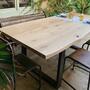 Robuster Eichenholztisch mit Metallgestell 160cm 0