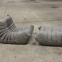 Togo armchair and ottoman set fabric Warm Grey 1