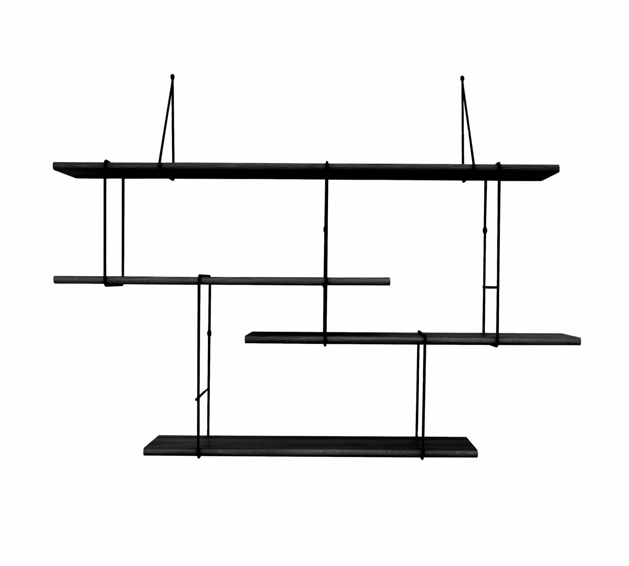 Link set 1 Shelf Wood Steel Black 1