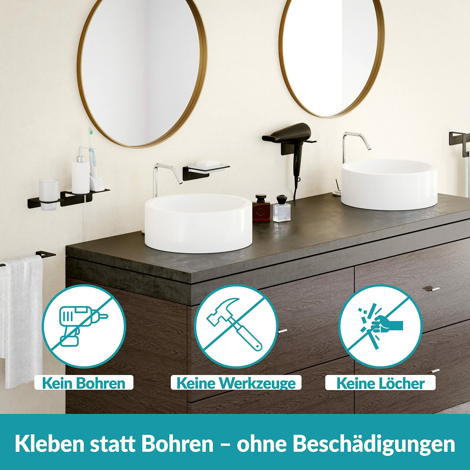 Föhnhalter Edelstahl ohne Bohren 6