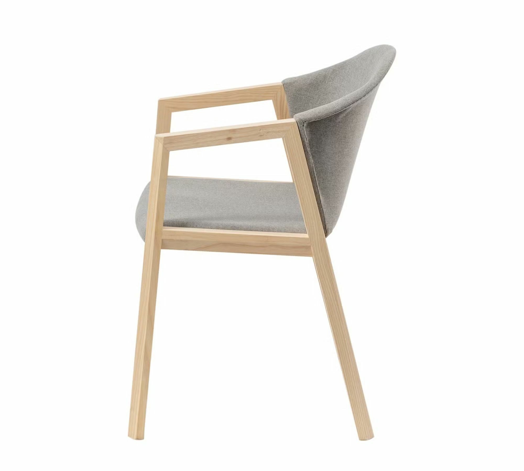 Armchair Woven Fabric Solid Ash Light Grey 3