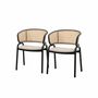2x Armlehnstuhl  Rattan Webstoff Beige Schwarz 1
