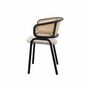 2x Armlehnstuhl  Rattan Webstoff Beige Schwarz 3