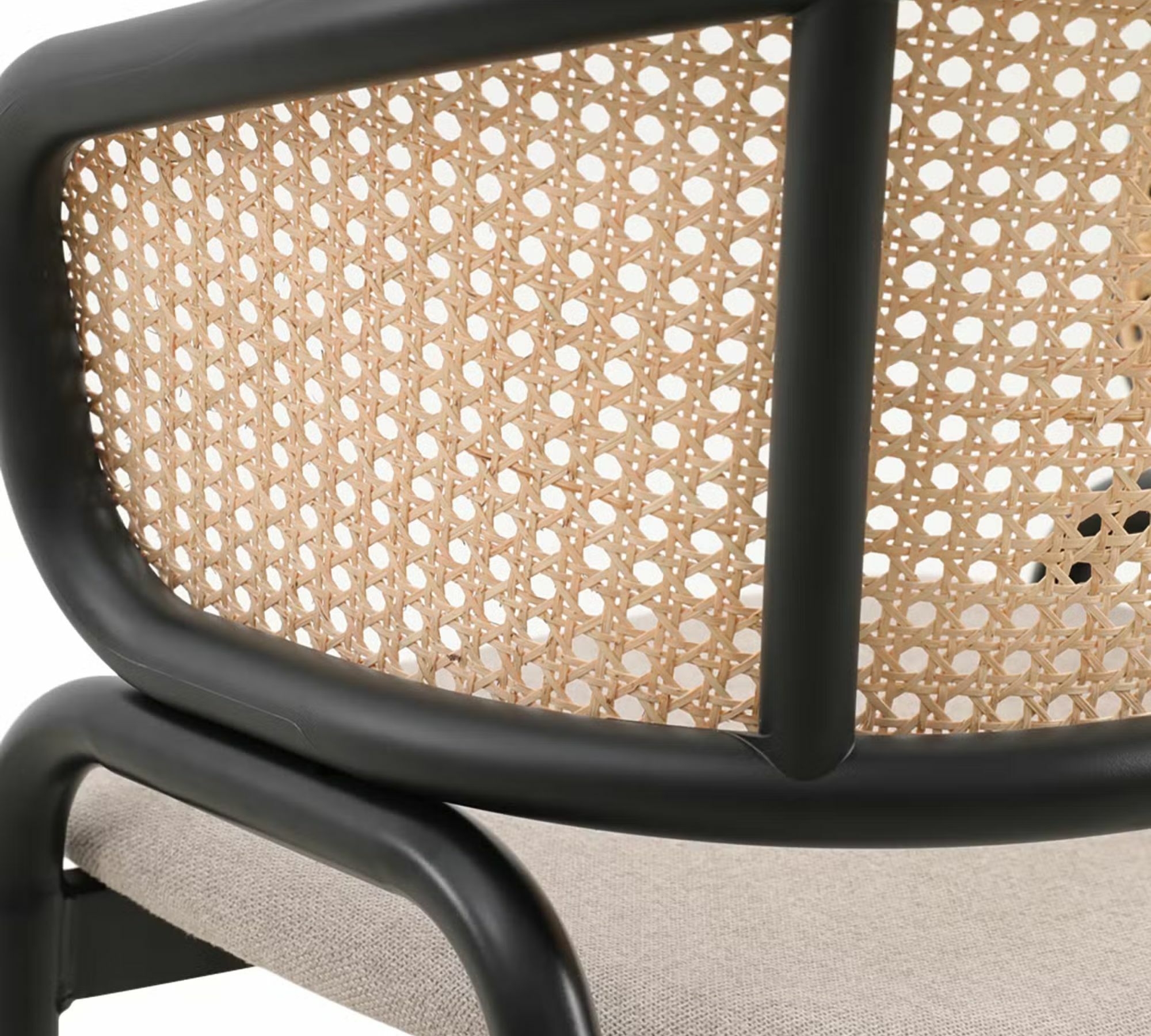 2x Armlehnstuhl  Rattan Webstoff Beige Schwarz 5
