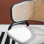2x Armlehnstuhl  Rattan Webstoff Beige Schwarz 6