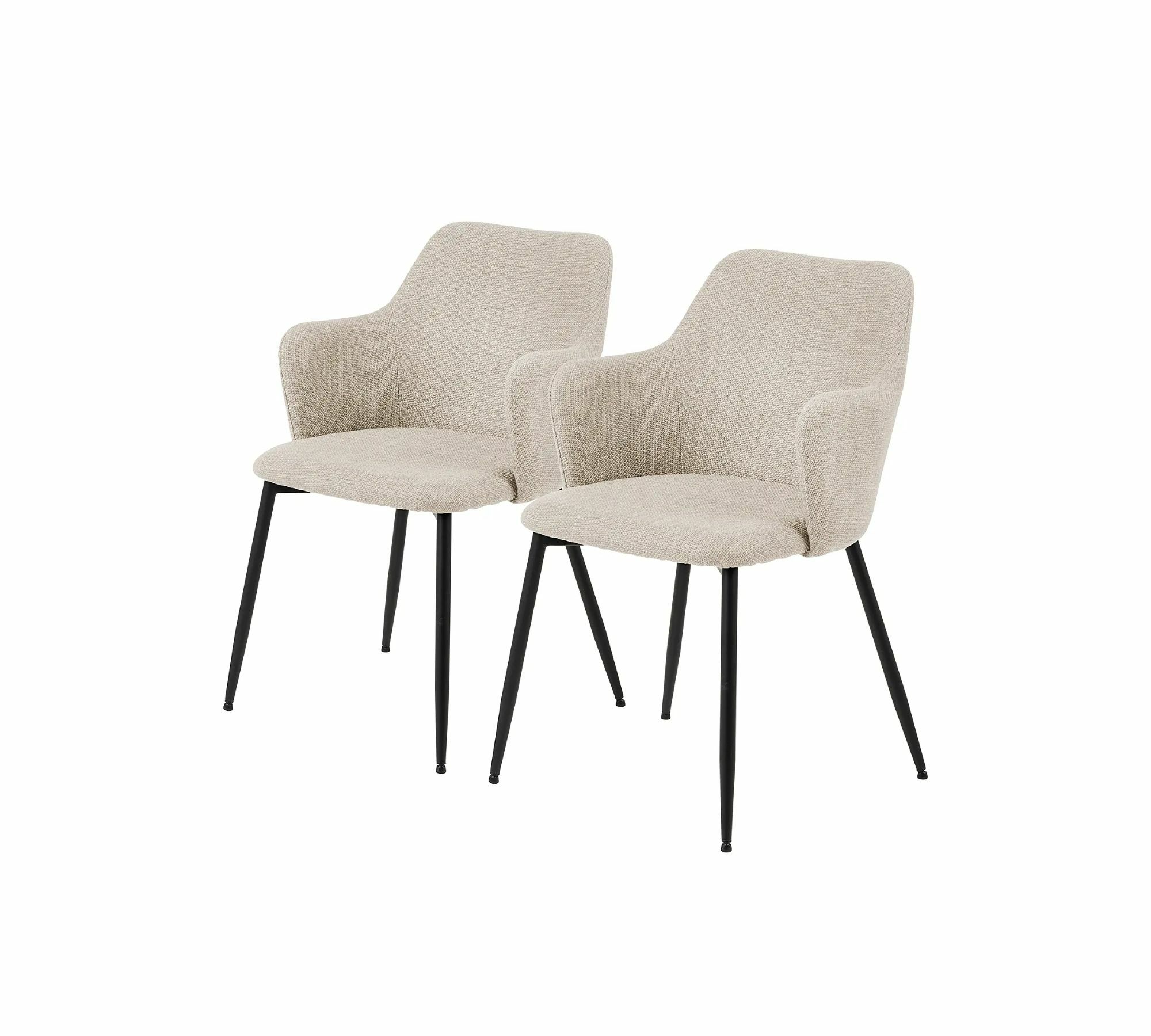 2x Armlehnstuhl Strukturstoff Beige 1