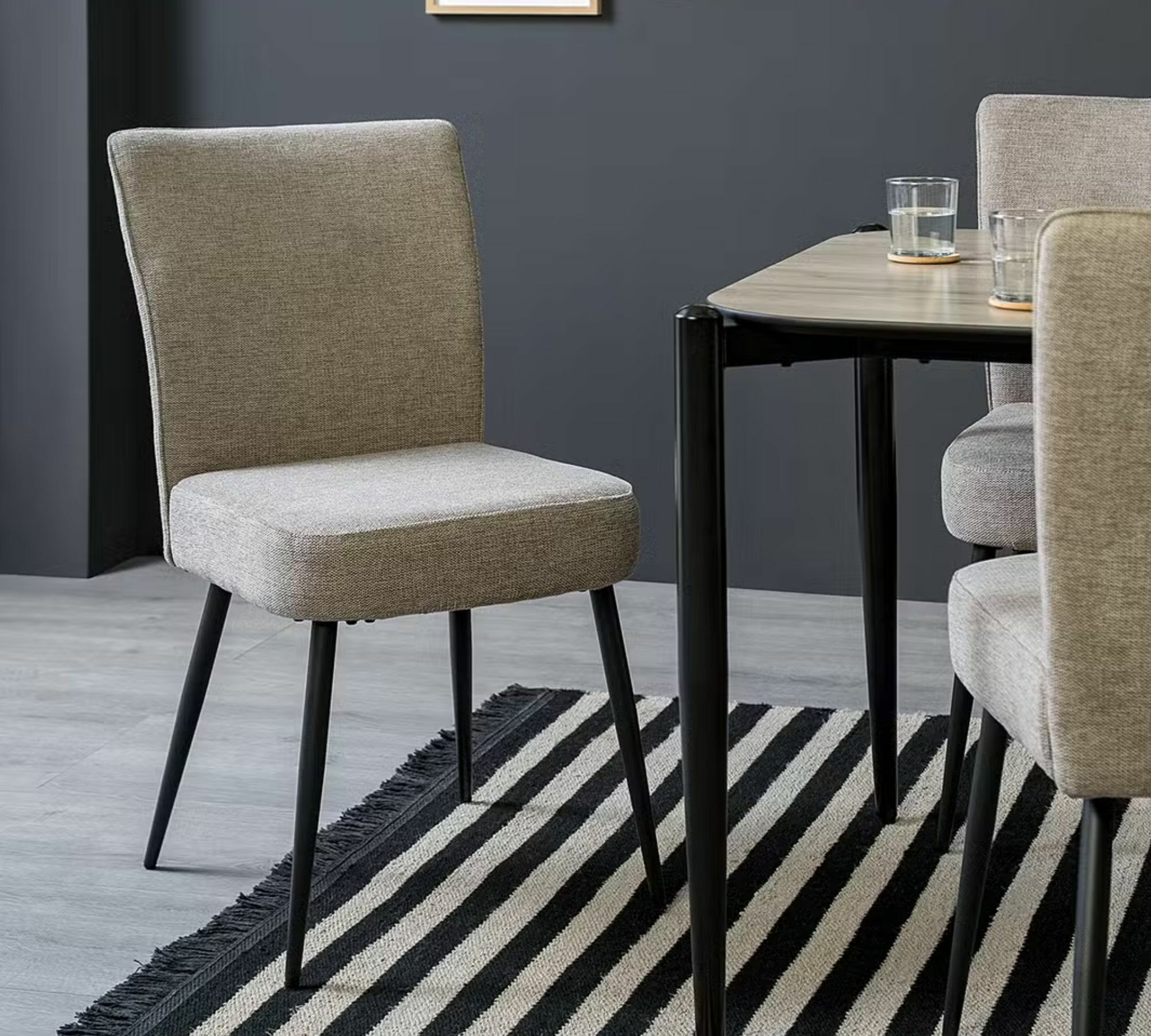2x Dining chair steel fabric beige 0