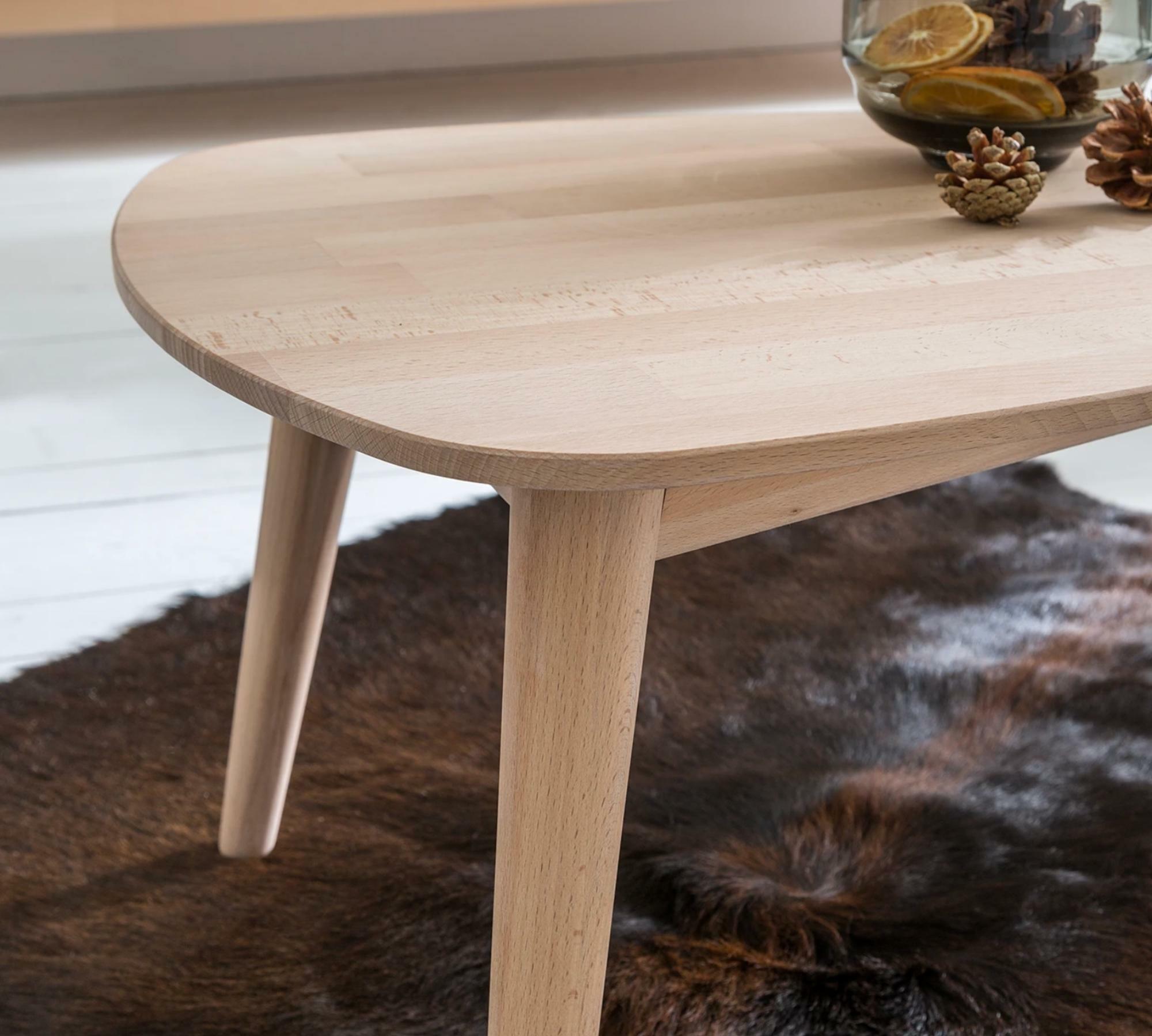 Coffee table beech solid brown 4