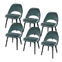 6x Saarinen Conference chairs Velvet Wood Grey 0