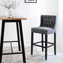 Barstuhl Samt Holz Grau 0