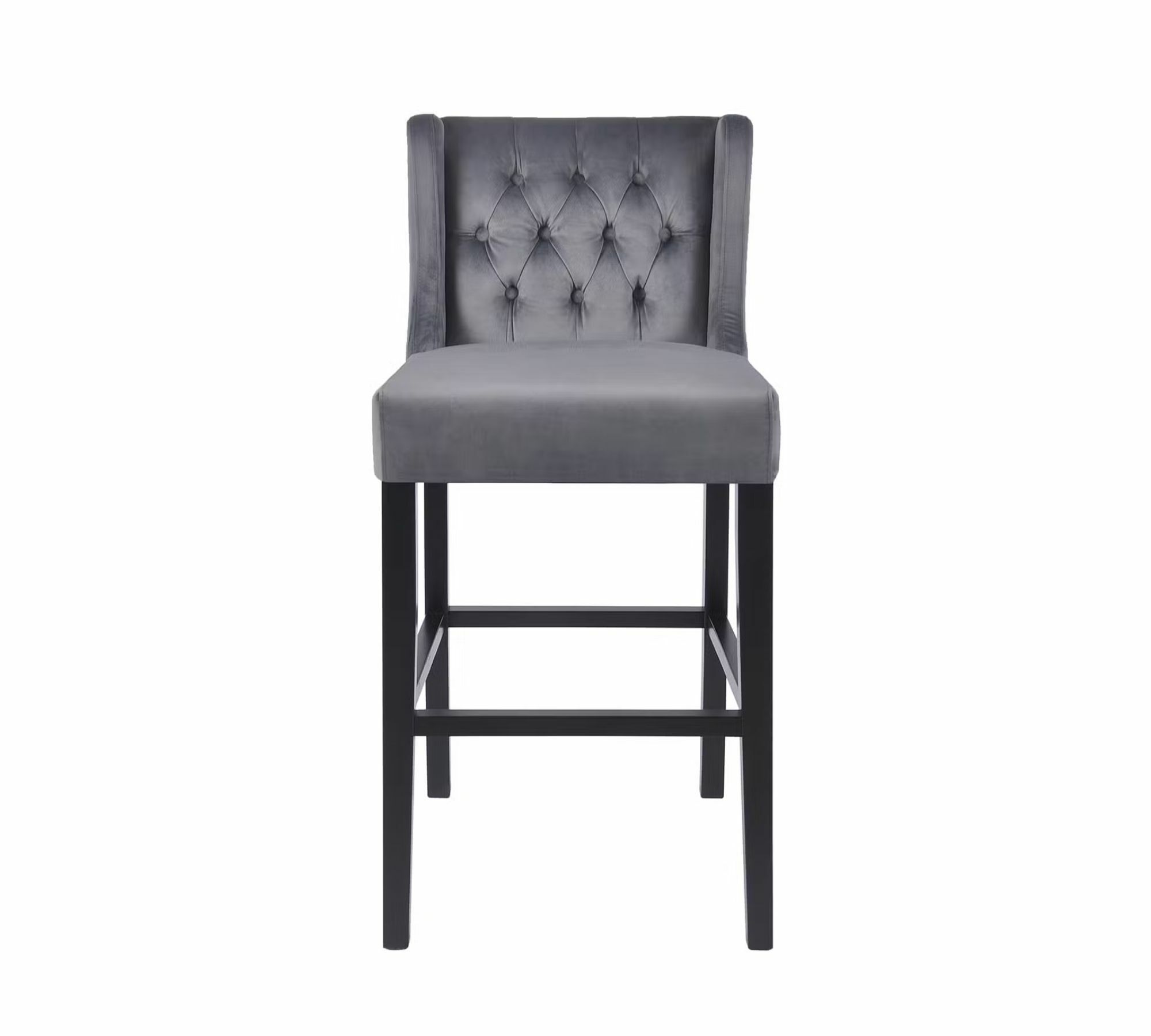 Barstuhl Samt Holz Grau 2
