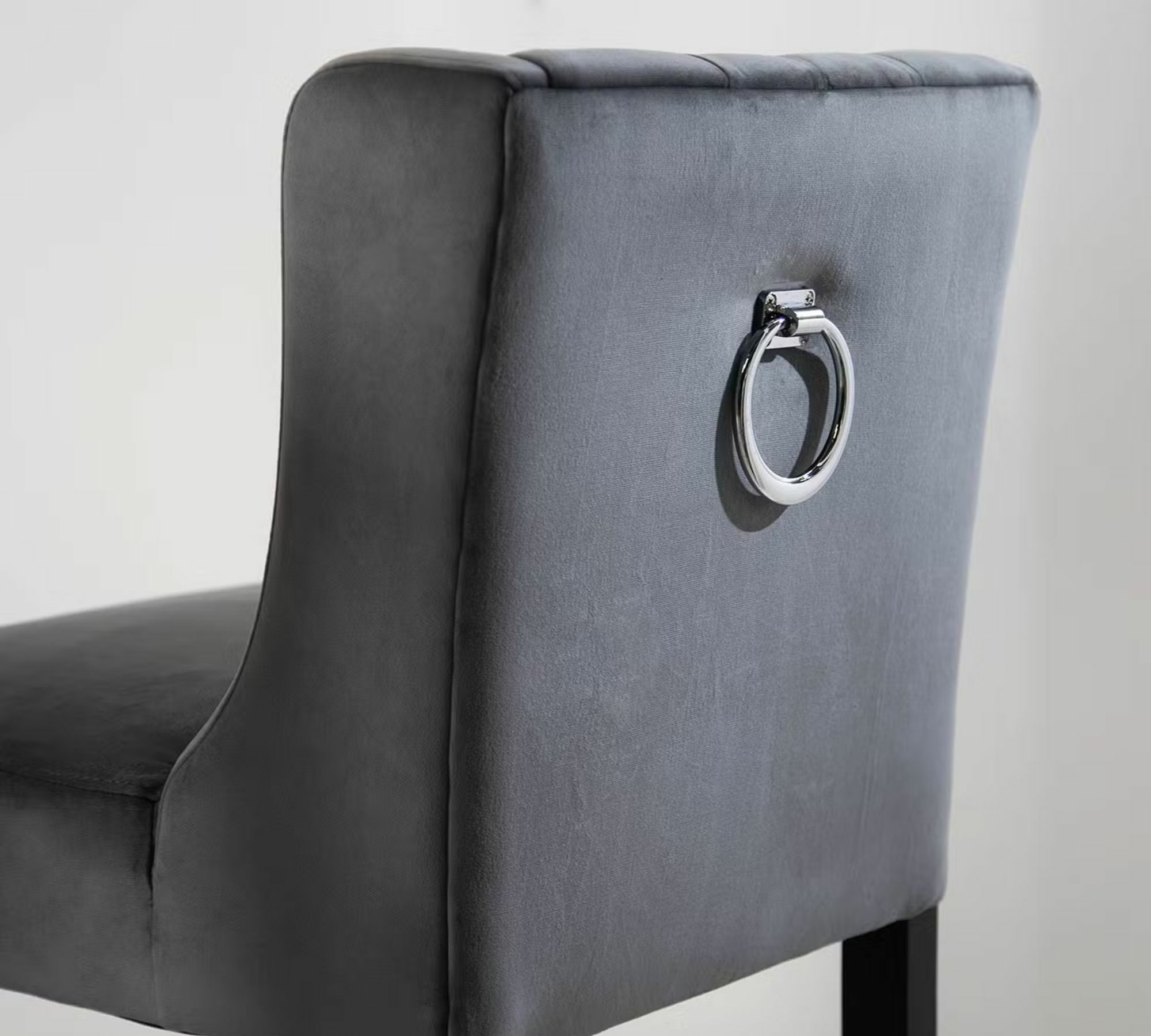 Barstuhl Samt Holz Grau 8
