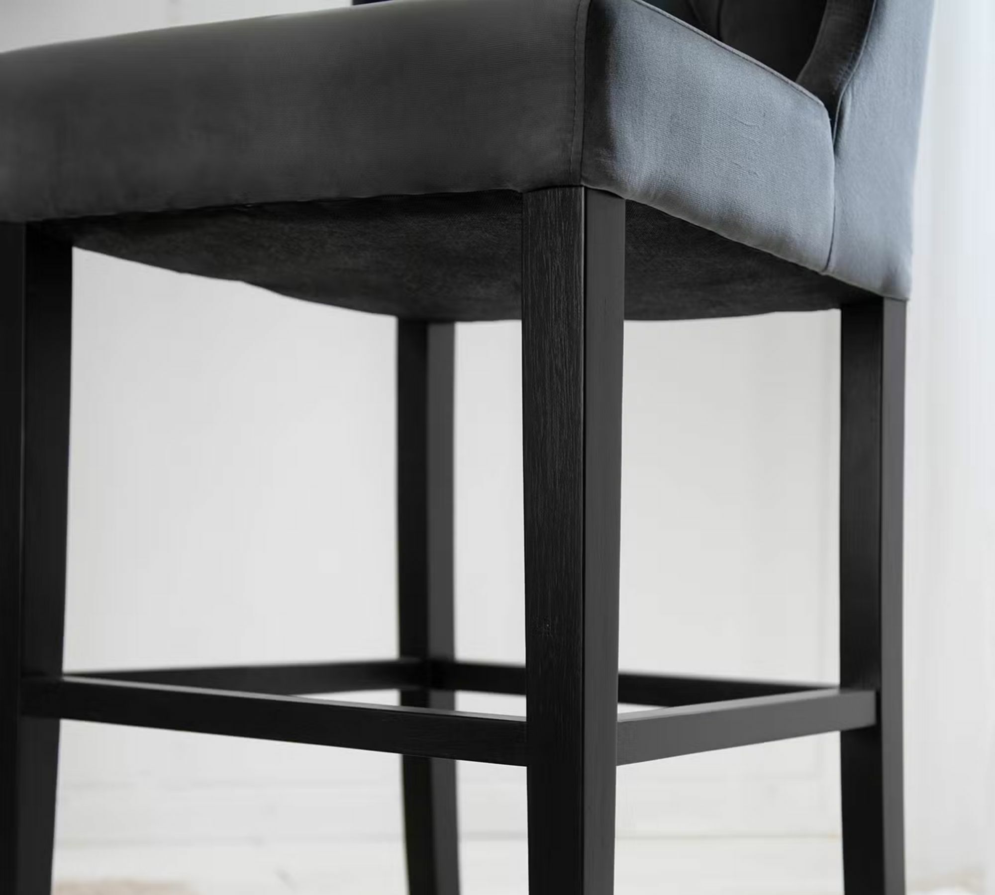 Barstuhl Samt Holz Grau 9