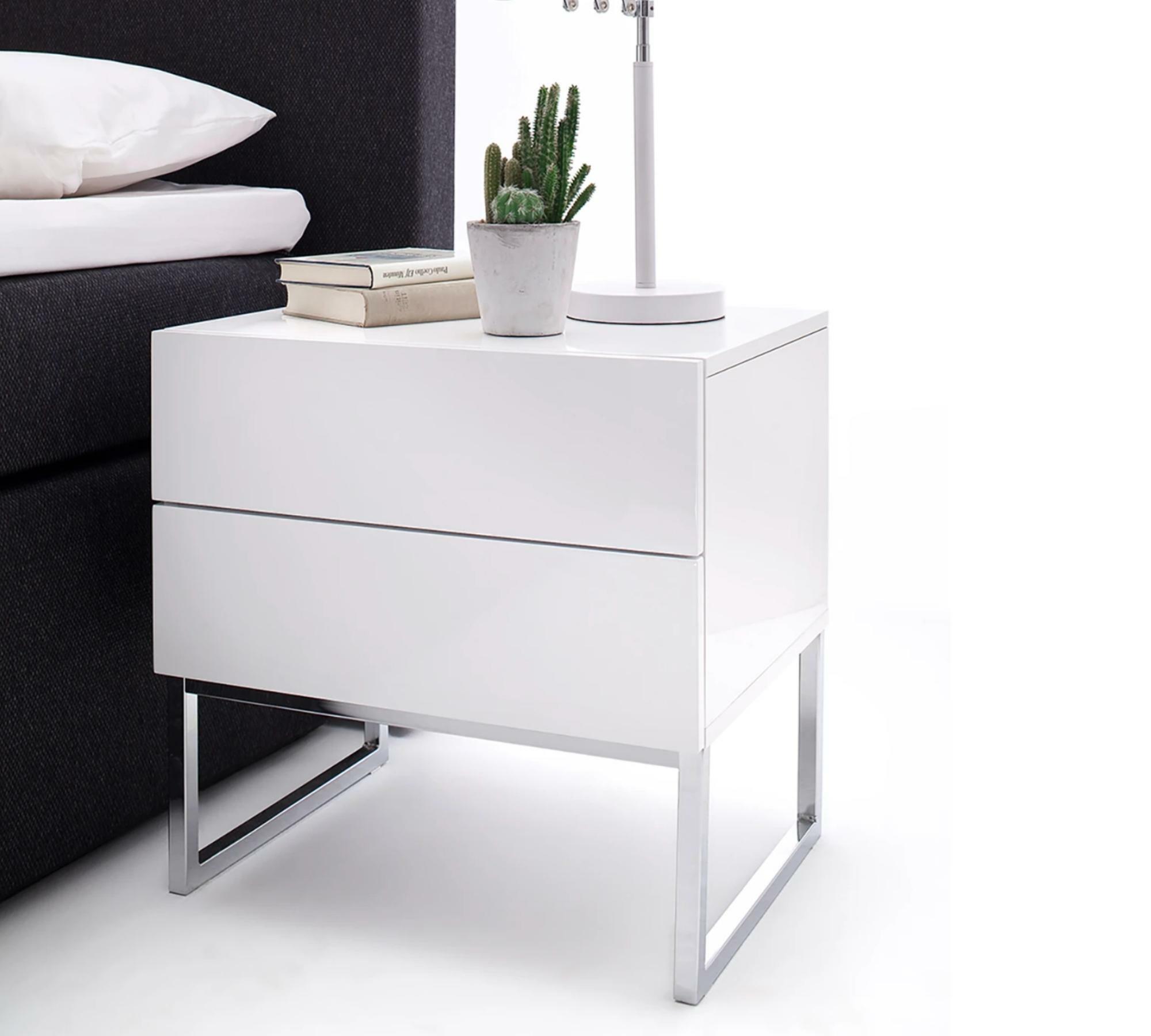 Nachtschrank mit Metallfuß Weiß 4