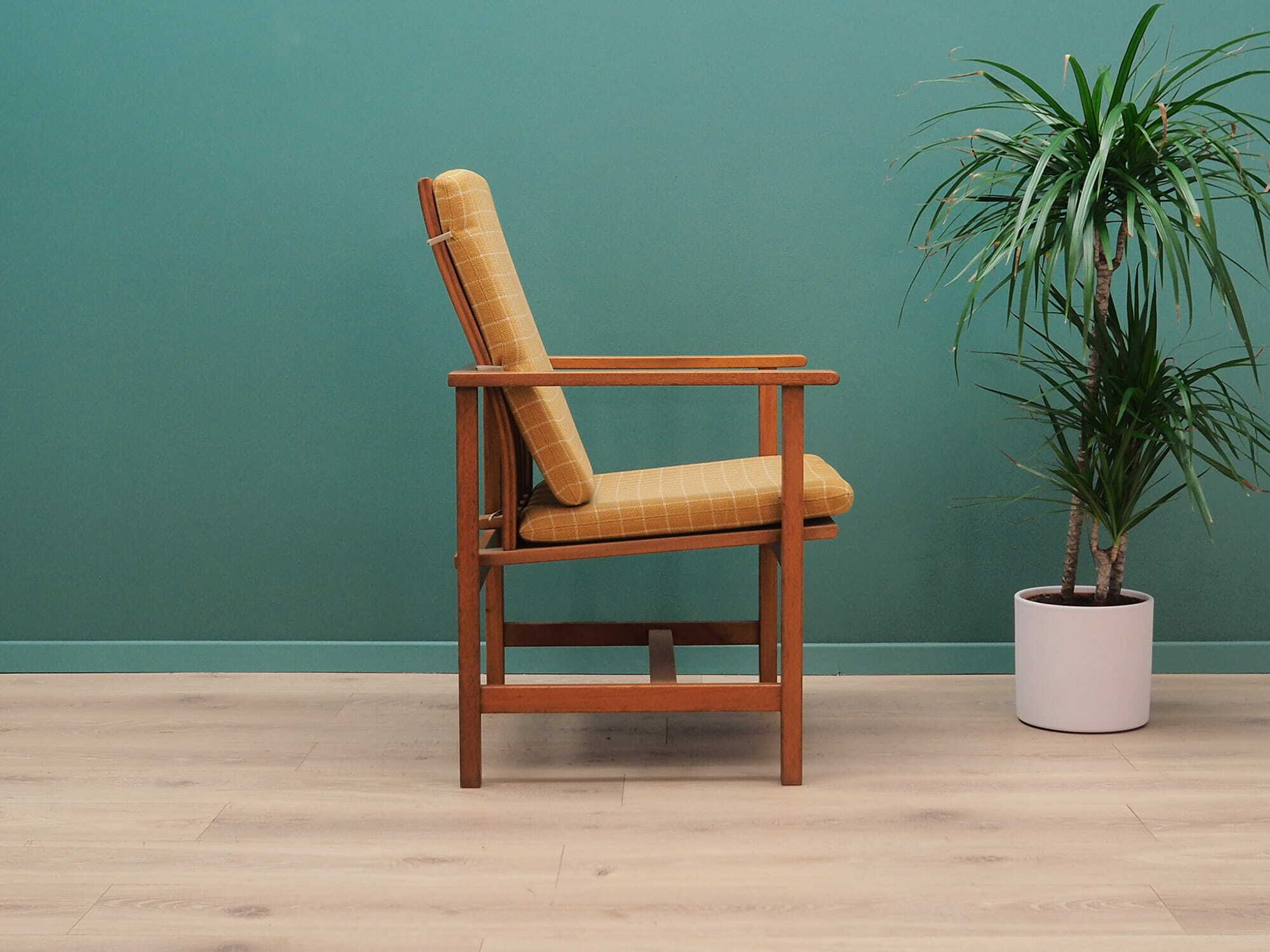 Armchair Teak wood Textile Yellow 1970s 4