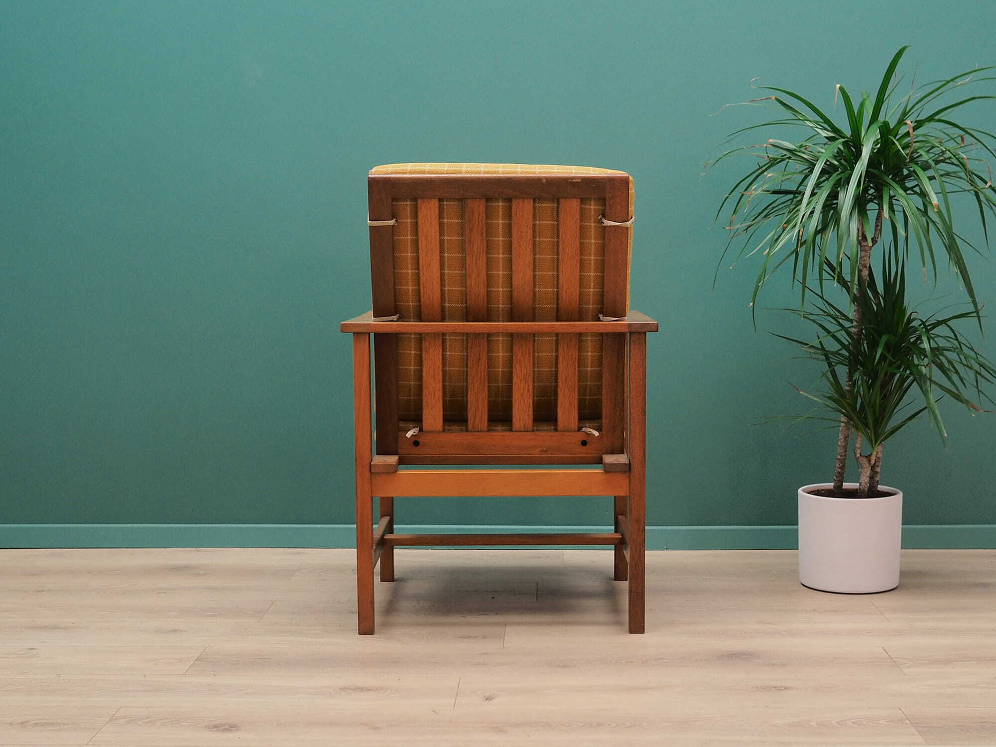 Armchair Teak wood Textile Yellow 1970s 5