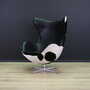 Egg Sessel Leder Arne Jacobsen Weiß Schwarz  1