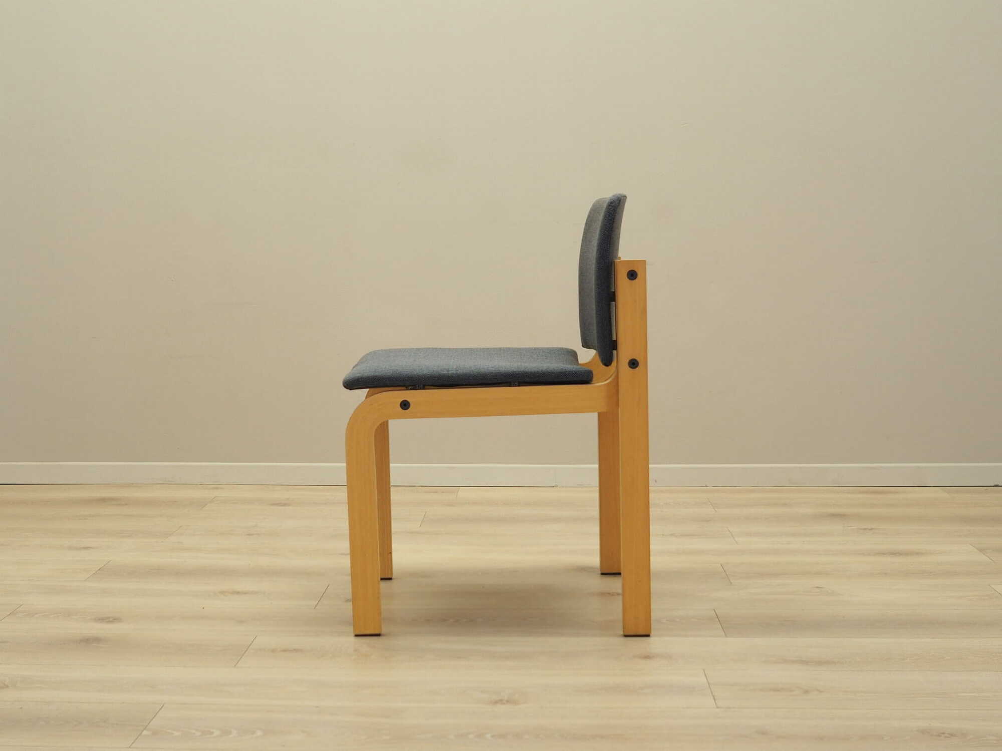 6x Vintage Chair Wood Textile Grey 1980s 9