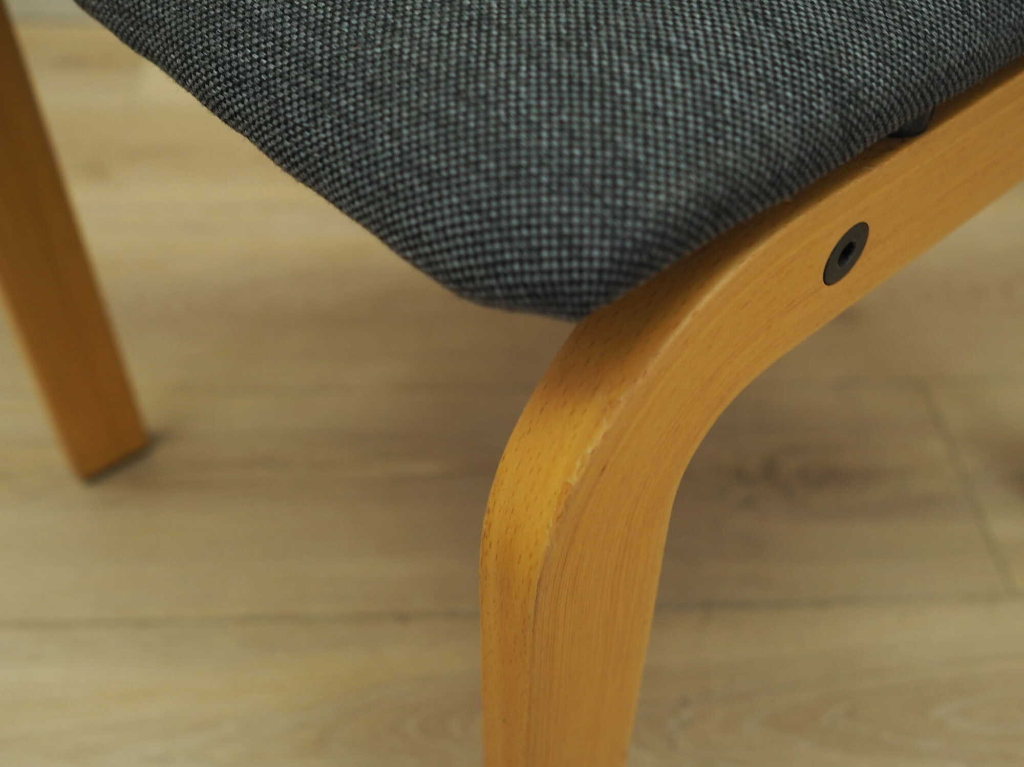 6x Vintage Chair Wood Textile Grey 1980s 6