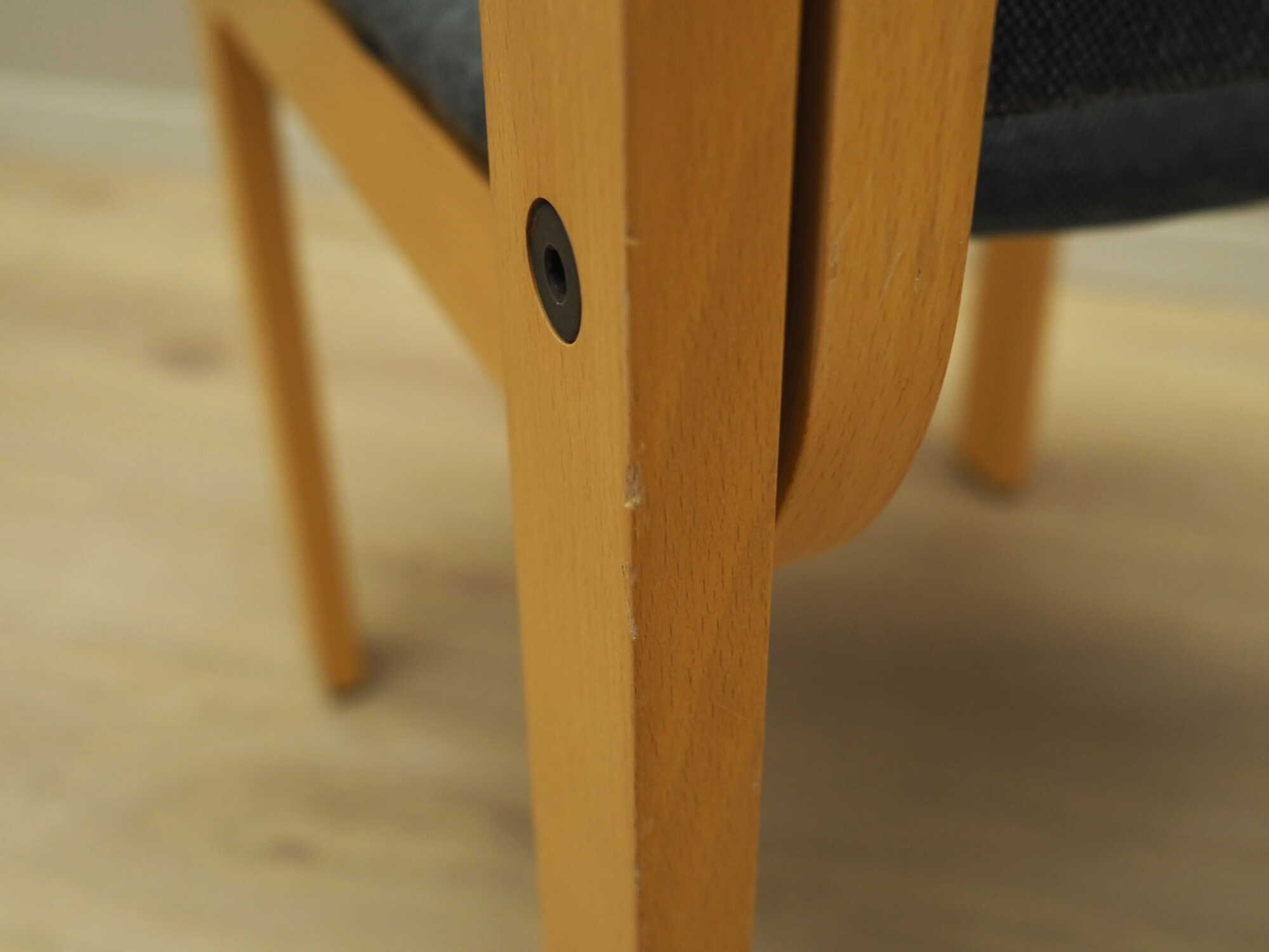 6x Vintage Chair Wood Textile Grey 1980s 5