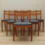 6x Vintage Chair Teak Wood Textile Brown 1970s 1