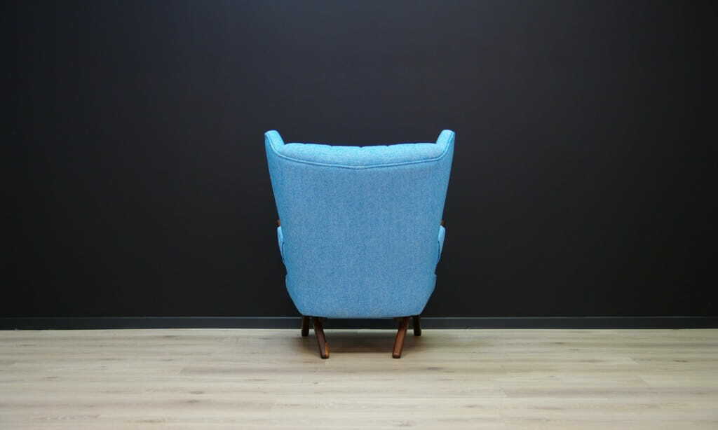 Vintage Armchair Teak Textile Blue 1960s 7
