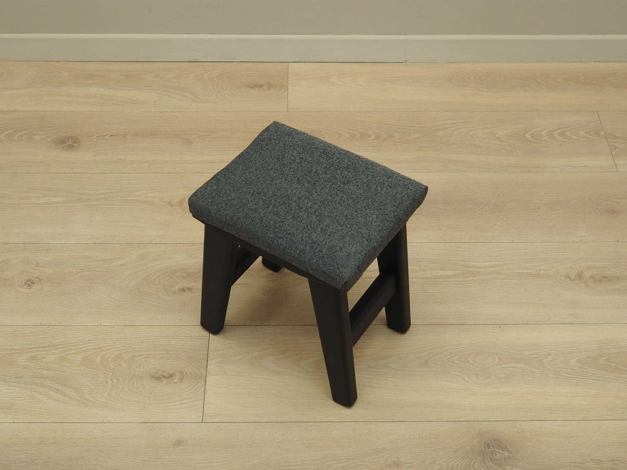 Vintage stool textile wood grey 1980s 3