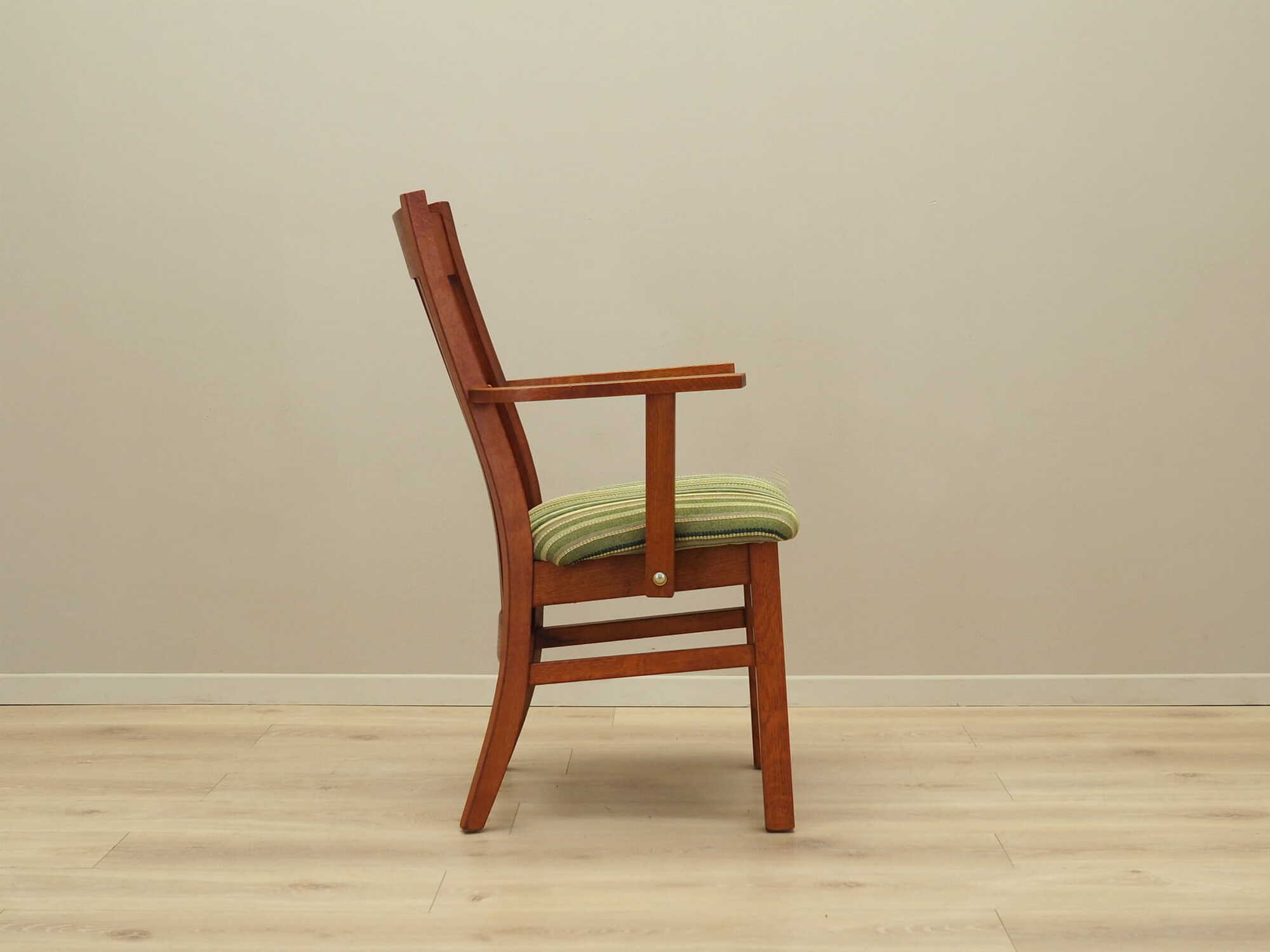 Vintage Sedia con braccioli Legno di teak Tessuto Marrone Anni '70 7