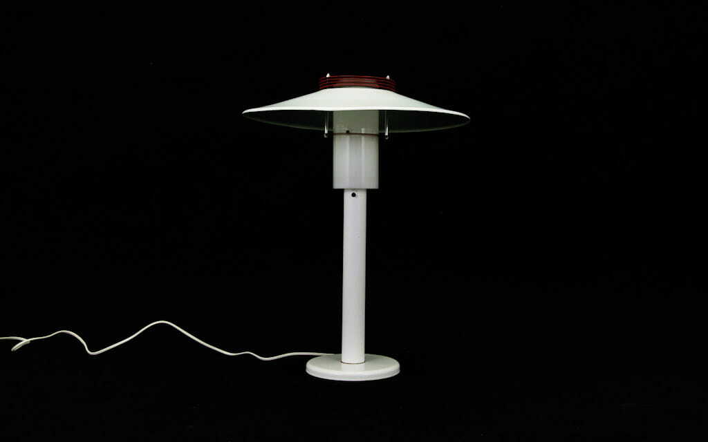 Vintage table lamp metal white 1960s 1