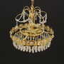 Vintage Chandelier Brass Glass Gold 1970s 3
