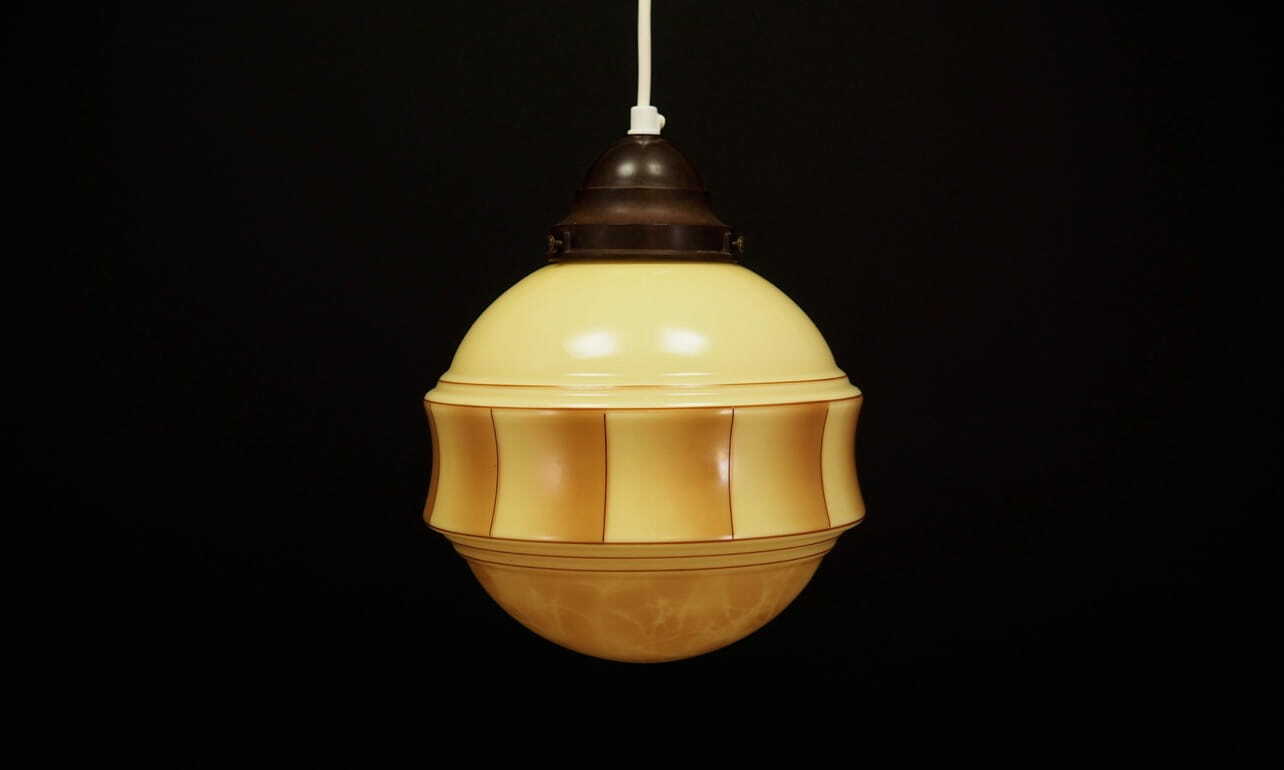Vintage pendant lamp glass cream 1970s 1