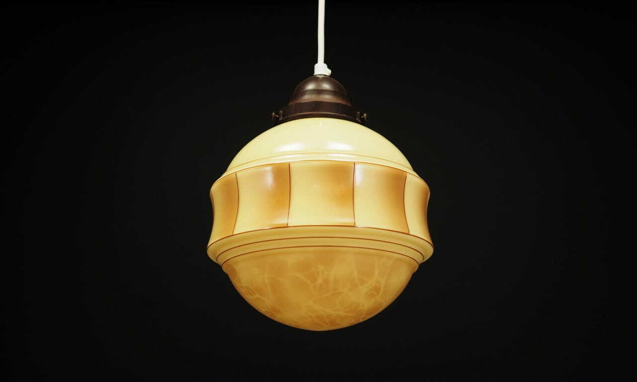 Vintage pendant lamp glass cream 1970s 3
