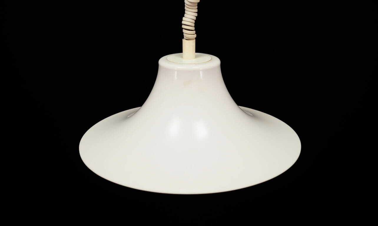 Lampada a sospensione vintage in plastica bianca anni '70 2