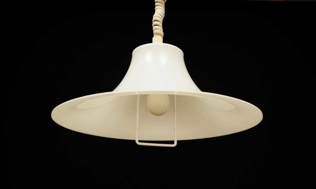 Lampada a sospensione vintage in plastica bianca anni '70 3