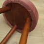 3x Vintage Stools Wood Velvet Pink 1960s 9