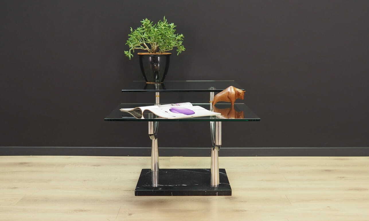 Vintage Coffee Table Metal Glass Transparent 1990s 2