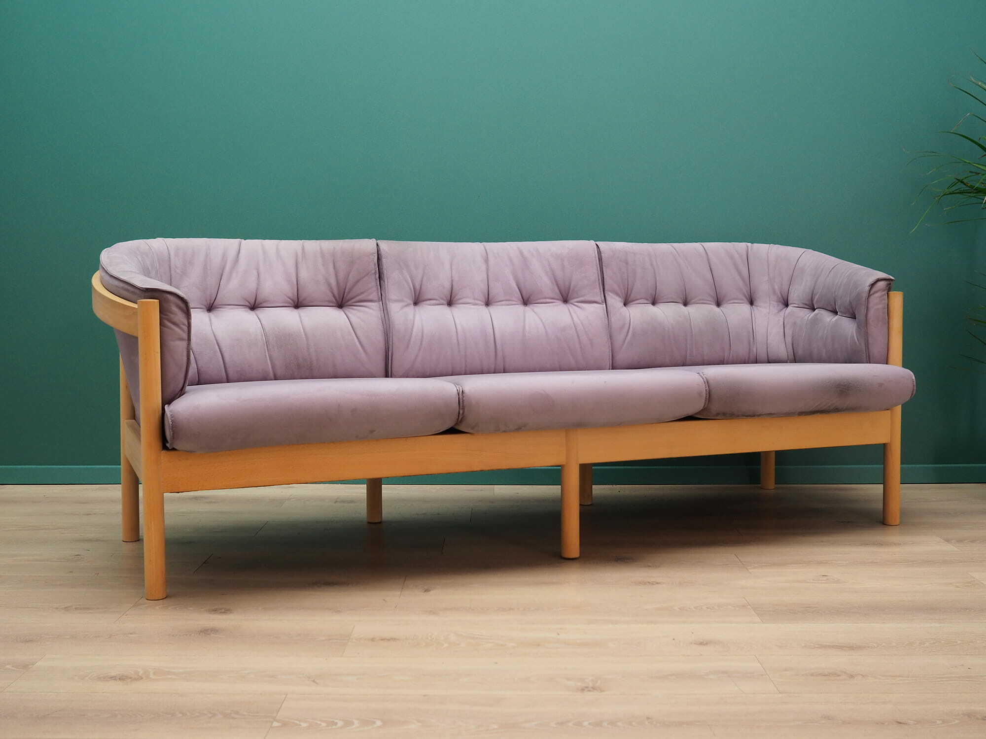 Vintage Sofa Velvet Wood Purple 1970s 2