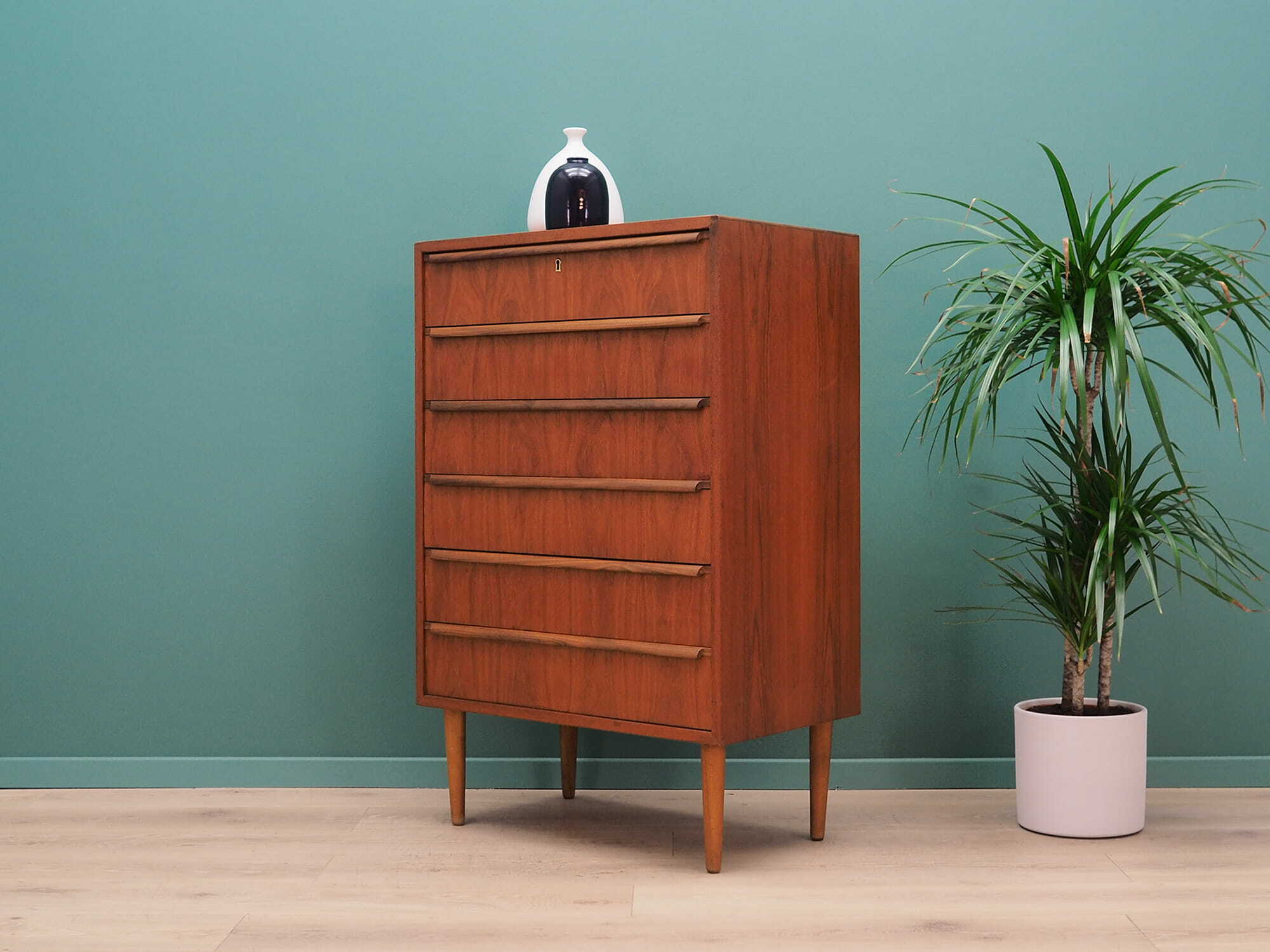 Vintage chest of drawers Teak wood Brown 1970s 4