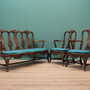 2x Vintage Chair & Bench Wood Velvet Blue 1970s 1