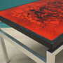 Vintage side table glass wood brown 1970s 9