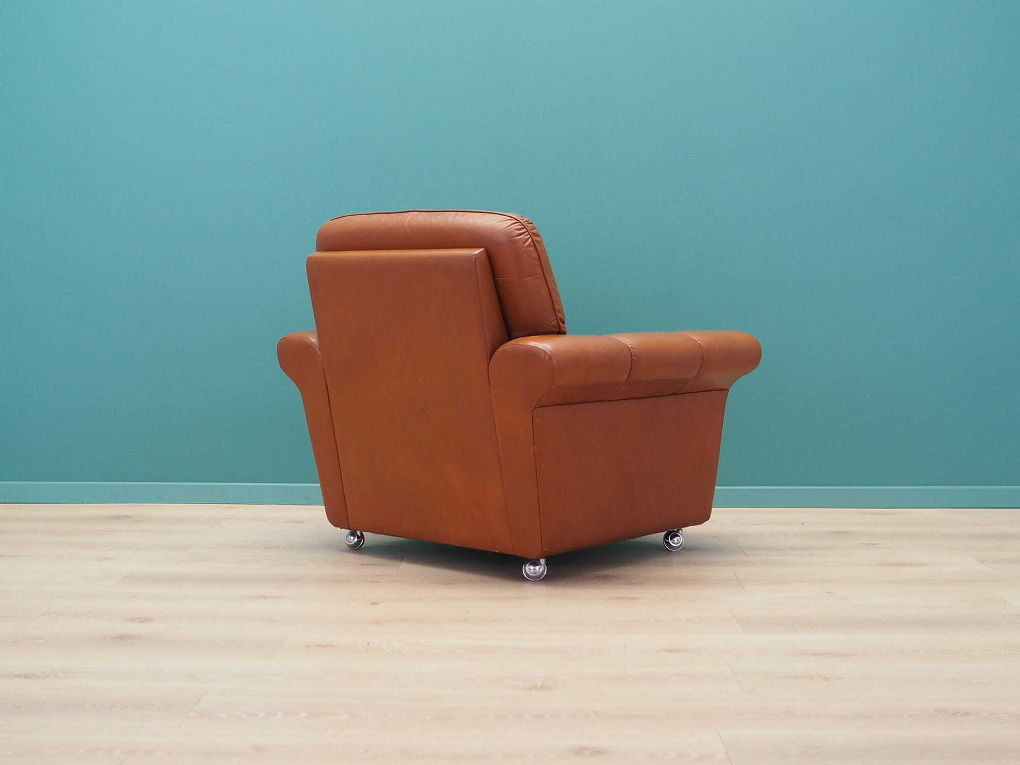Vintage Armchair Leather Brown 1960s 3