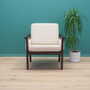 Vintage armchair wood fabric cream 1970s 2