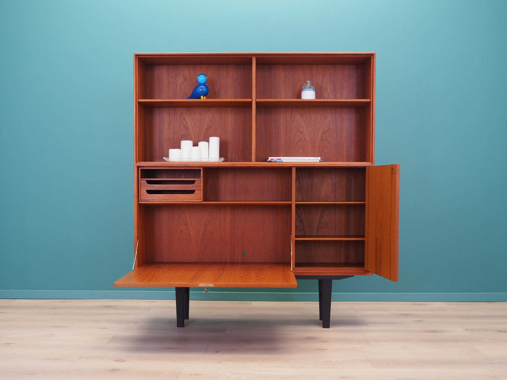 Vintage bookshelf Teak brown 1960s 4